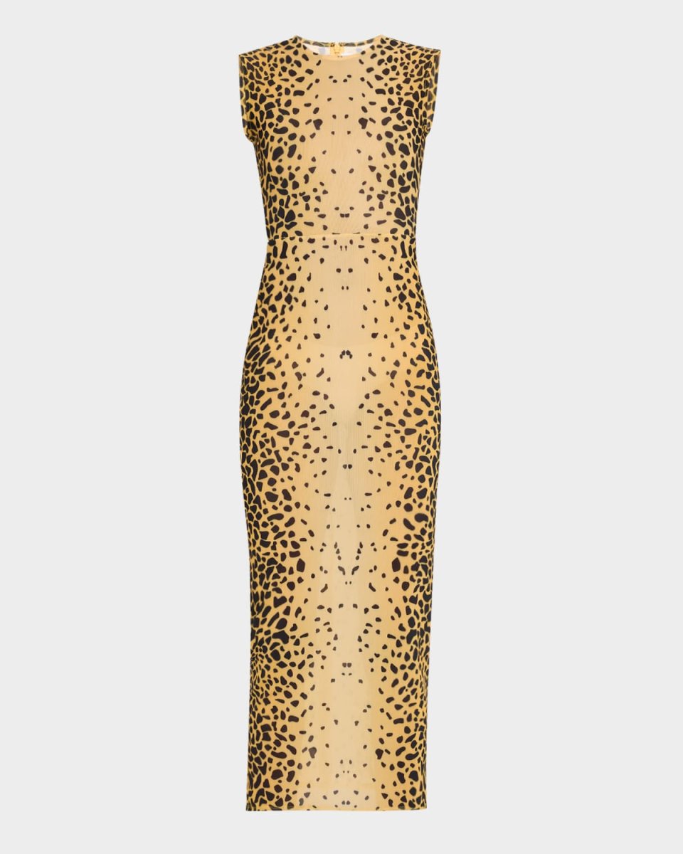 Power Mesh Sleeveless Midi Dress